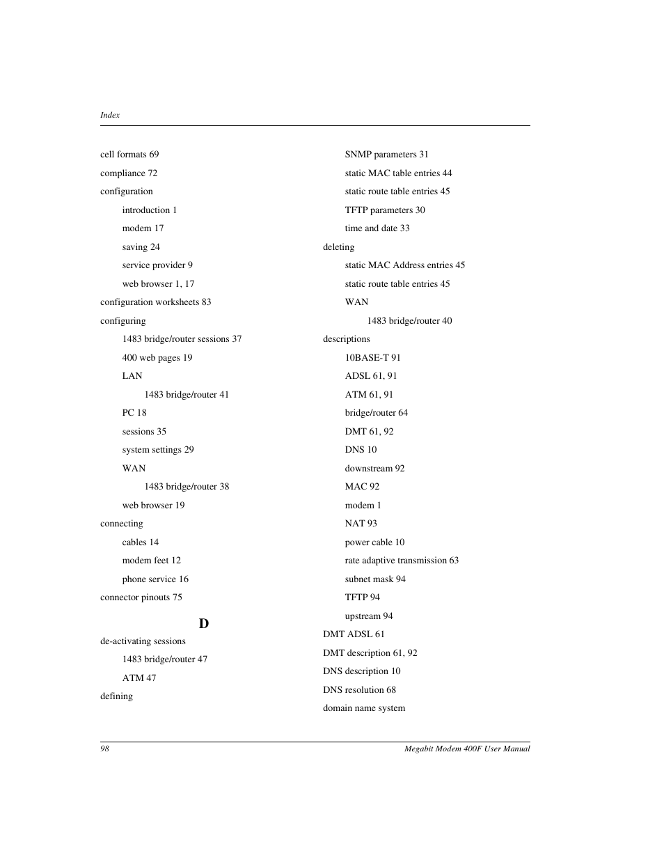 ADC 400F User Manual | Page 106 / 114