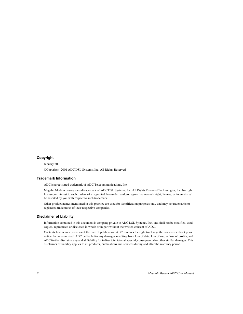 ADC 400F User Manual | Page 2 / 114