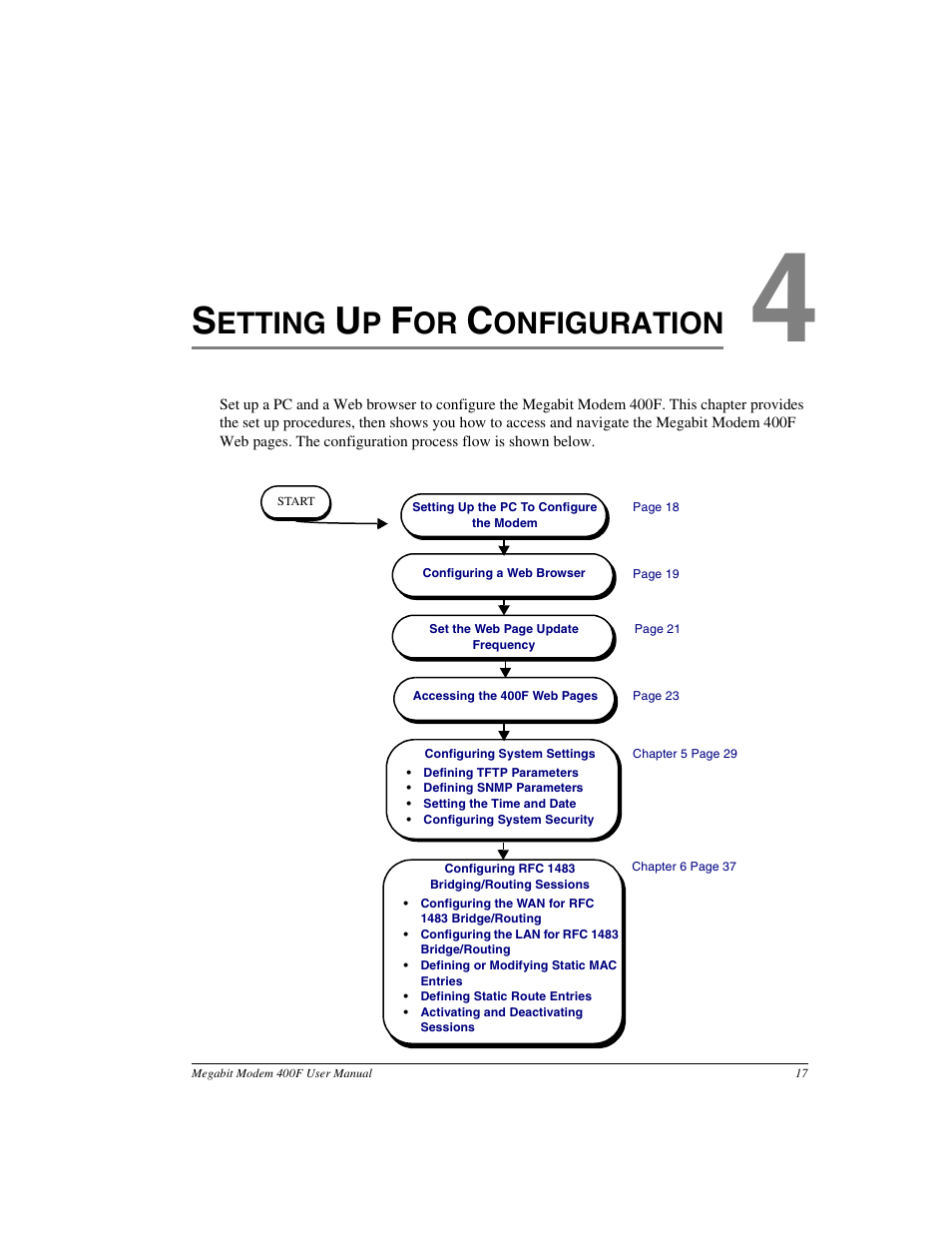 Setting up for configuration, Chapter 4: setting up for configuration, Etting | Onfiguration | ADC 400F User Manual | Page 25 / 114