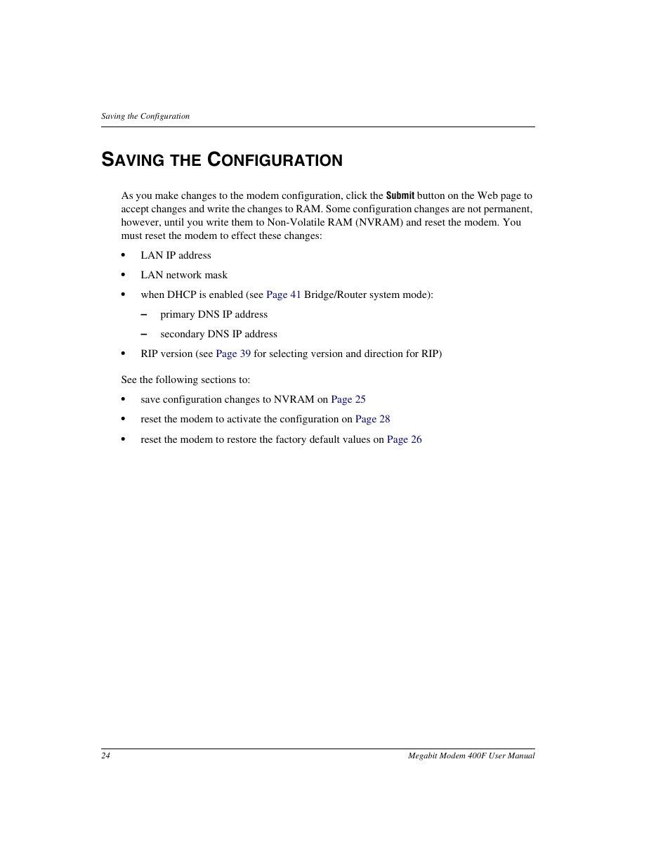 Saving the configuration, Aving the, Onfiguration | ADC 400F User Manual | Page 32 / 114