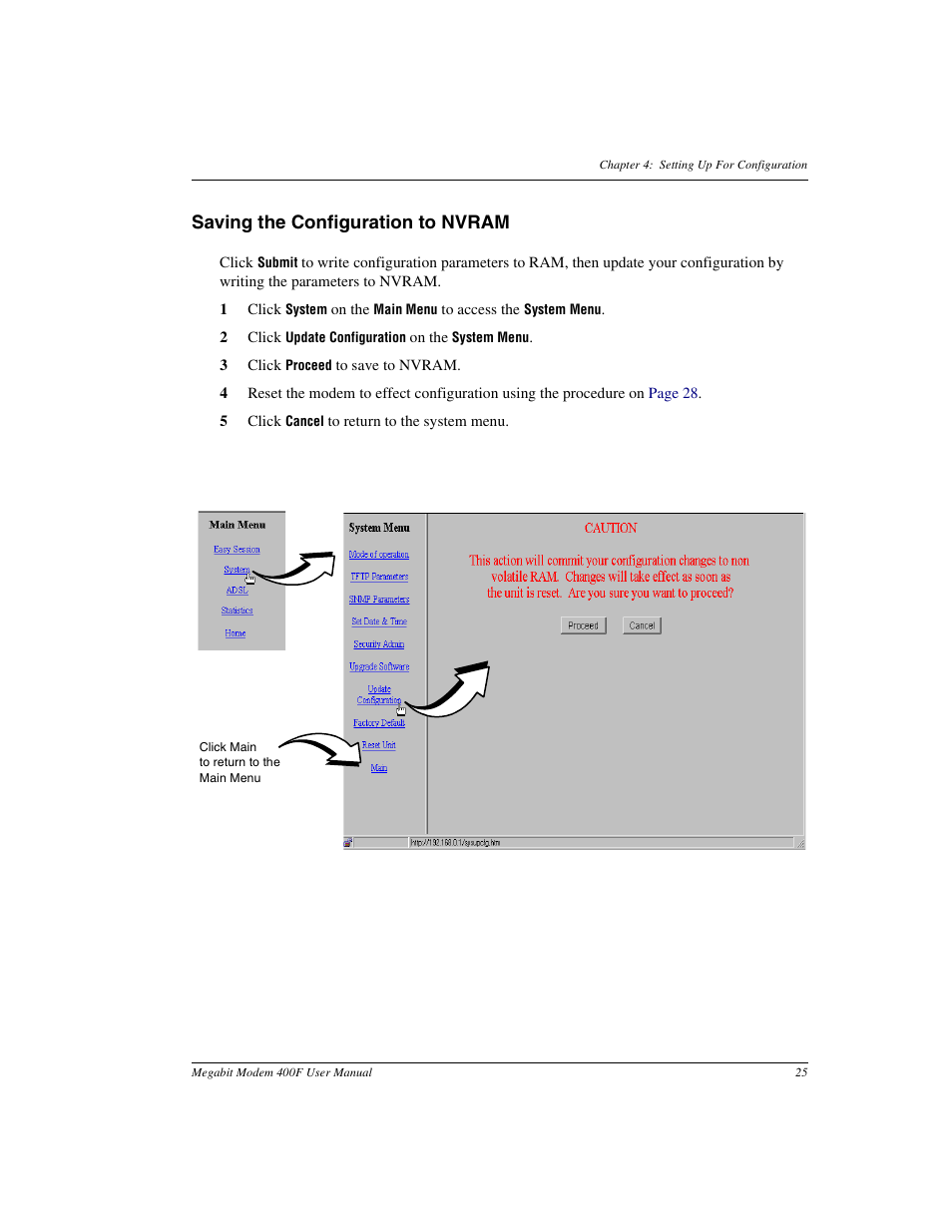 Saving the configuration to nvram | ADC 400F User Manual | Page 33 / 114