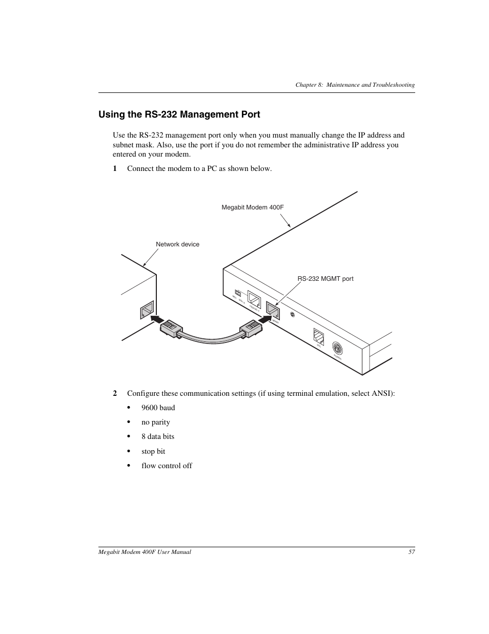 Using the rs-232 management port | ADC 400F User Manual | Page 65 / 114