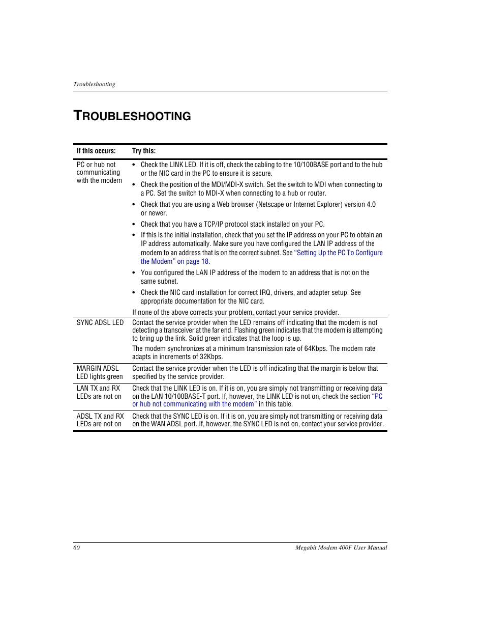 Troubleshooting, Roubleshooting | ADC 400F User Manual | Page 68 / 114