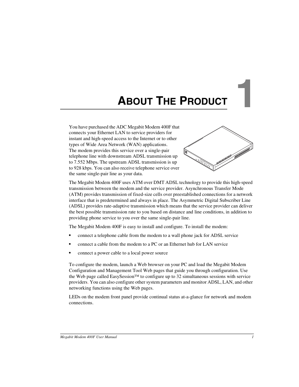 About the product, Chapter 1: about the product, Bout | Roduct | ADC 400F User Manual | Page 9 / 114