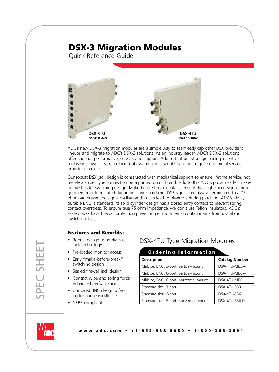 ADC Migration Modules DSX-3 User Manual | 2 pages