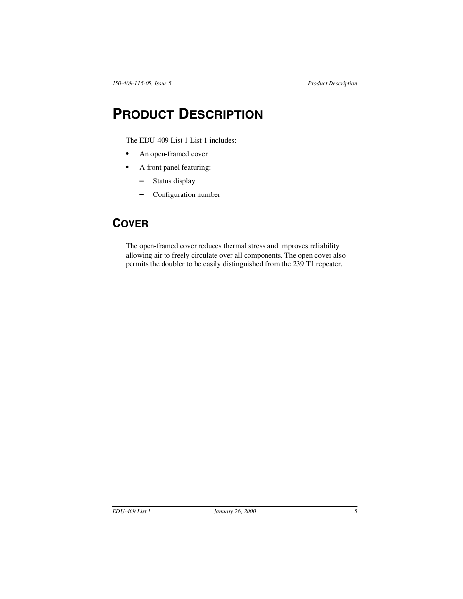 Product description, Cover, Roduct | Escription | ADC EDU-409 User Manual | Page 11 / 34