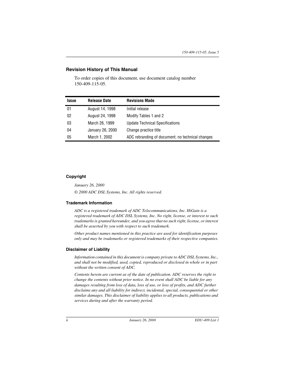ADC EDU-409 User Manual | Page 2 / 34