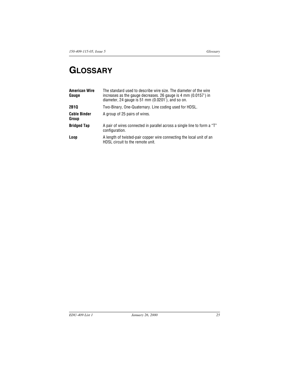 Glossary, Glossary” on, Lossary | ADC EDU-409 User Manual | Page 31 / 34