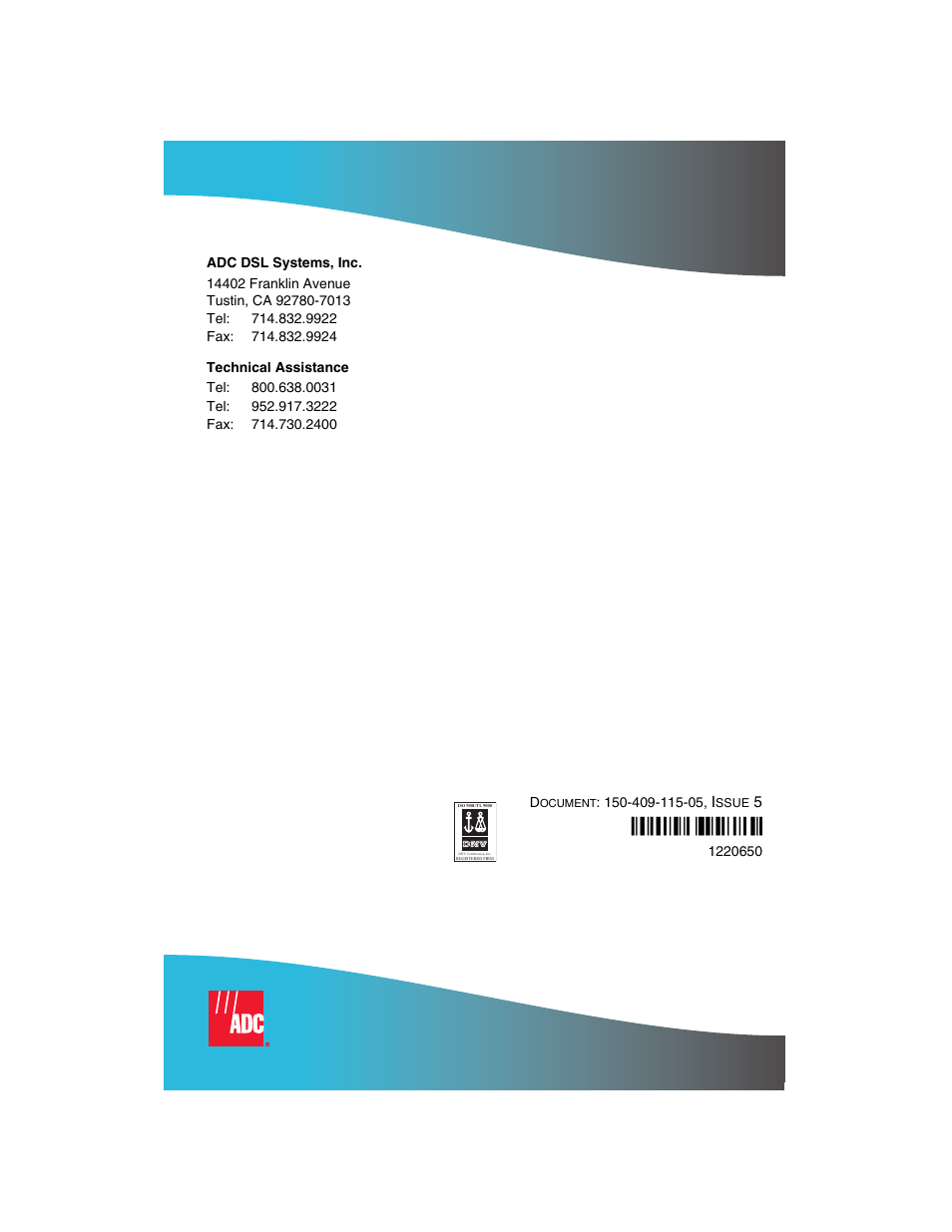 4a¶0 | ADC EDU-409 User Manual | Page 34 / 34