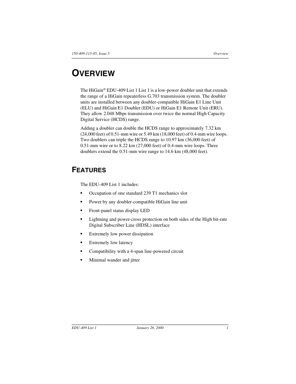 Overview, Features, Verview | Eatures | ADC EDU-409 User Manual | Page 7 / 34