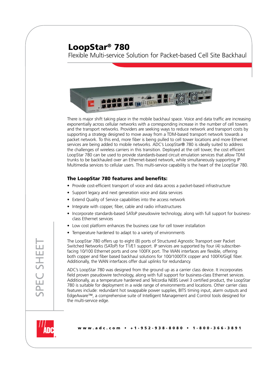 ADC LoopStar 780 User Manual | 2 pages