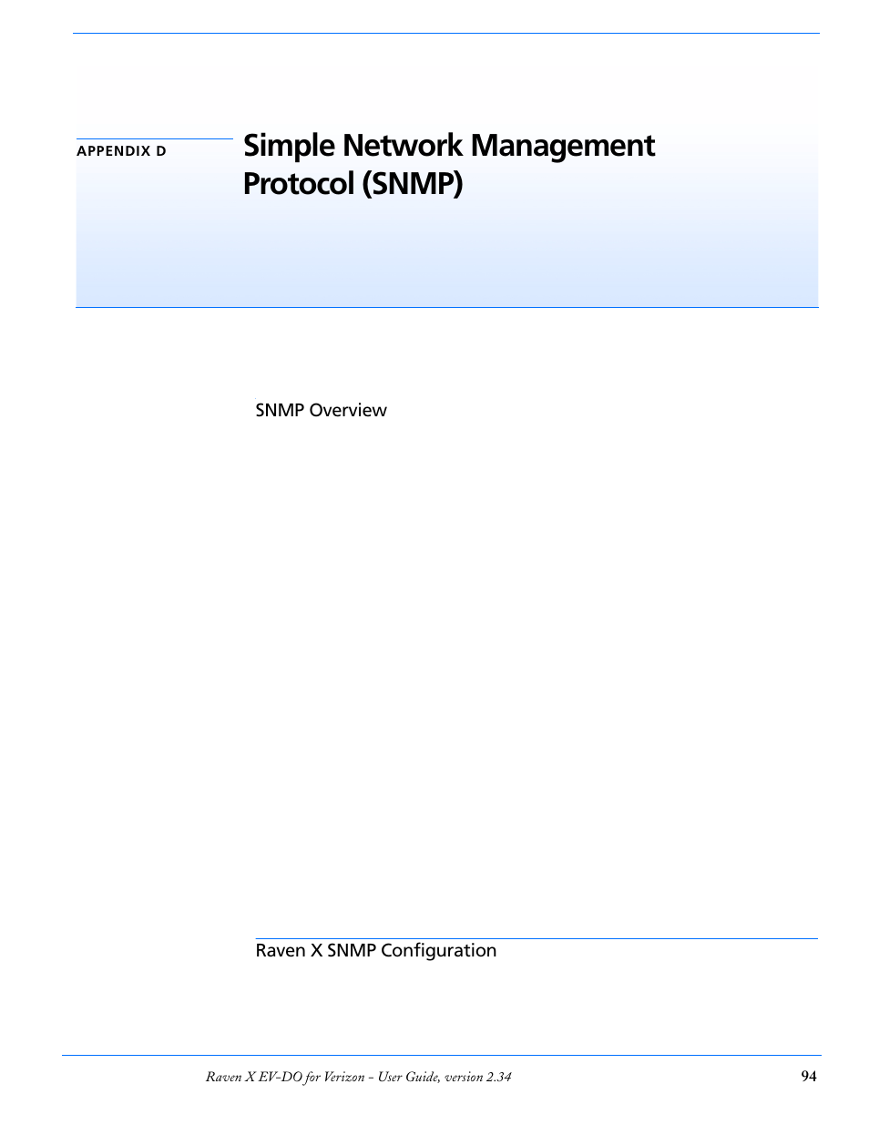 Snmp overview, Management information base (mib), Snmp traps | Raven x snmp configuration, Simple network management protocol (snmp), Management information base (mib) snmp traps | Airlink X EV-DO User Manual | Page 100 / 145