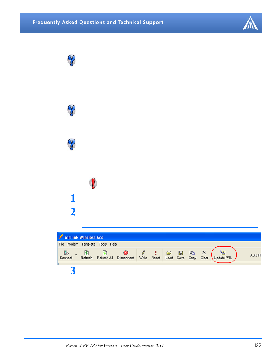 What is a prl, How can i update the prl (prefered roaming list), Wireless ace | Prefered roaming list (prl) | Airlink X EV-DO User Manual | Page 143 / 145
