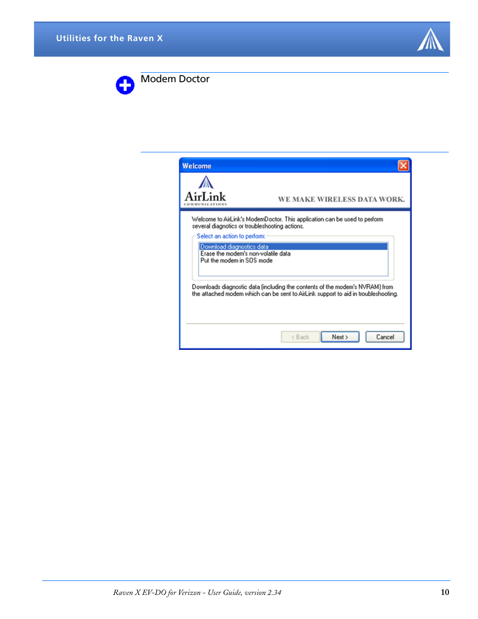 Modem doctor | Airlink X EV-DO User Manual | Page 16 / 145