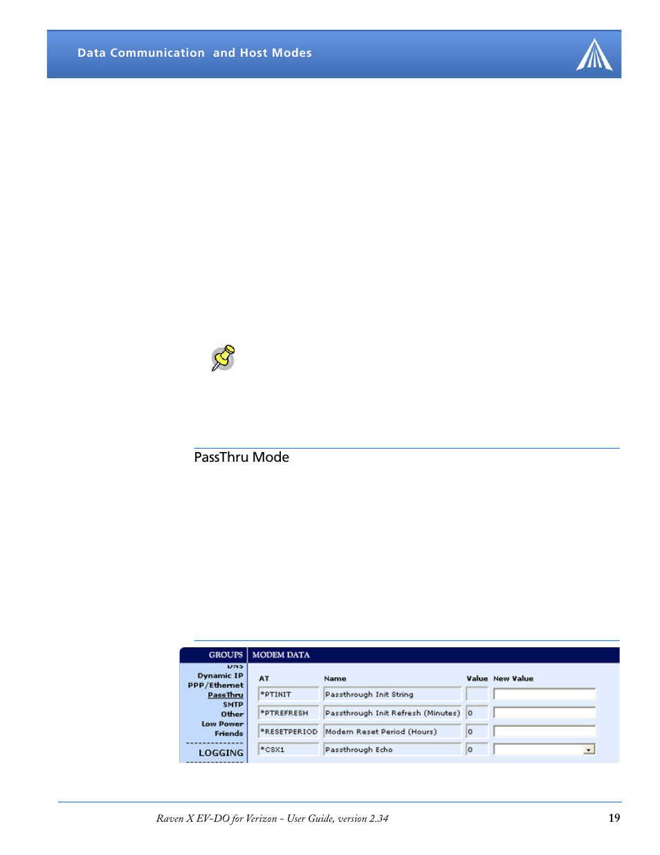 Passthru mode | Airlink X EV-DO User Manual | Page 25 / 145