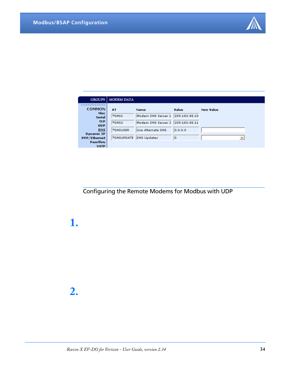 Configuring the remote modems for modbus with udp | Airlink X EV-DO User Manual | Page 40 / 145