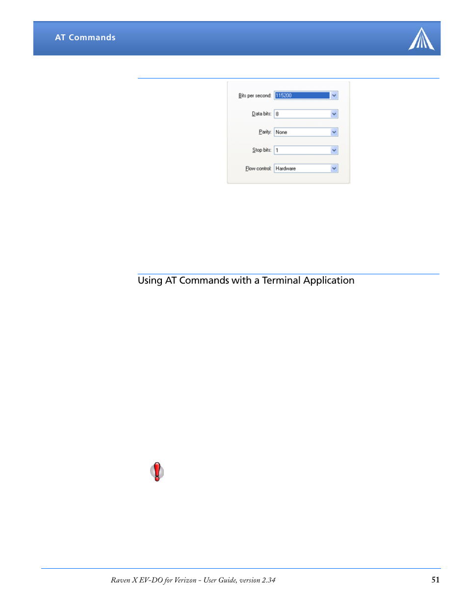 Using at commands with a terminal application | Airlink X EV-DO User Manual | Page 57 / 145