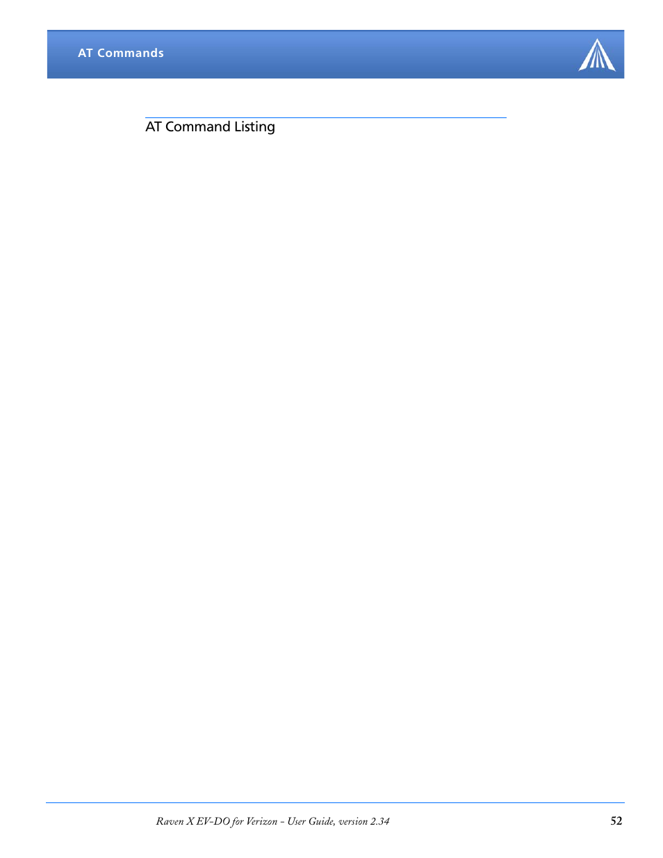 At command listing | Airlink X EV-DO User Manual | Page 58 / 145
