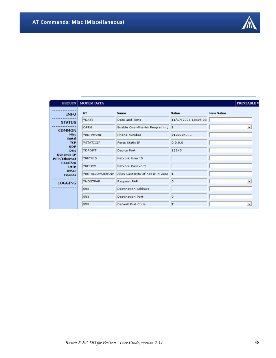 Misc (miscellaneous) | Airlink X EV-DO User Manual | Page 64 / 145