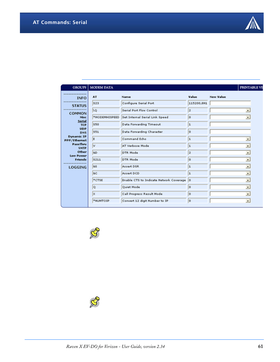 Serial | Airlink X EV-DO User Manual | Page 67 / 145