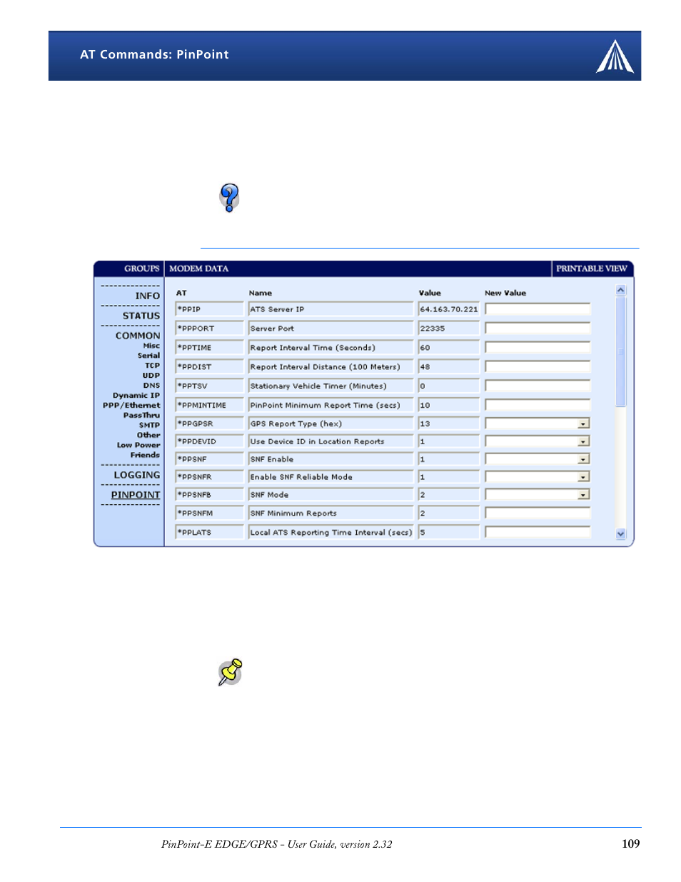 Pinpoint | Airlink EDGE/GPRS User Manual | Page 115 / 157