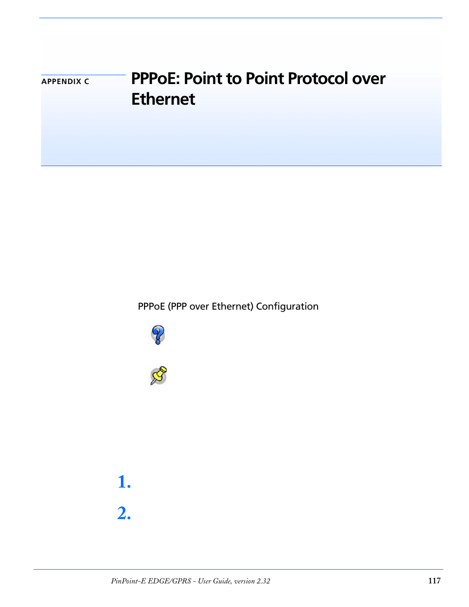 Pppoe (ppp over ethernet) configuration, Configuring your pinpoint-e for pppoe, Pppoe: point to point protocol over ethernet | Airlink EDGE/GPRS User Manual | Page 123 / 157