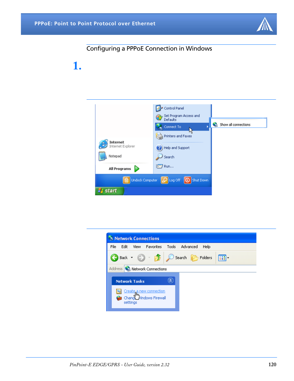 Configuring a pppoe connection in windows | Airlink EDGE/GPRS User Manual | Page 126 / 157