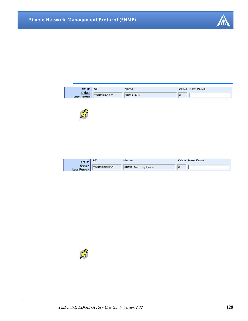 Listening port, Security level, User name and password | Airlink EDGE/GPRS User Manual | Page 134 / 157