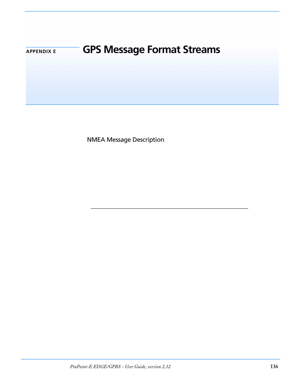 Appendix e gps message format streams, Nmea message description, Gps message format streams | Airlink EDGE/GPRS User Manual | Page 142 / 157