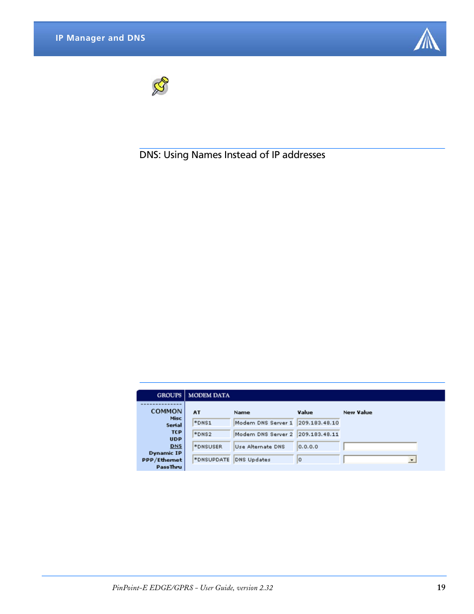 Dns: using names instead of ip addresses, Configuring dns | Airlink EDGE/GPRS User Manual | Page 25 / 157