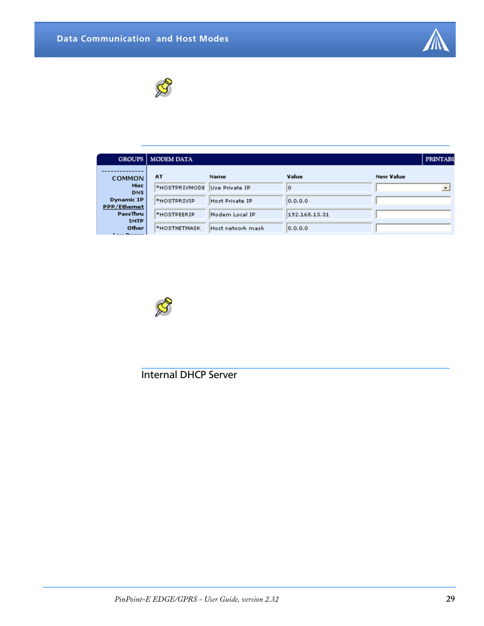 Internal dhcp server, Dhcp and routing | Airlink EDGE/GPRS User Manual | Page 35 / 157