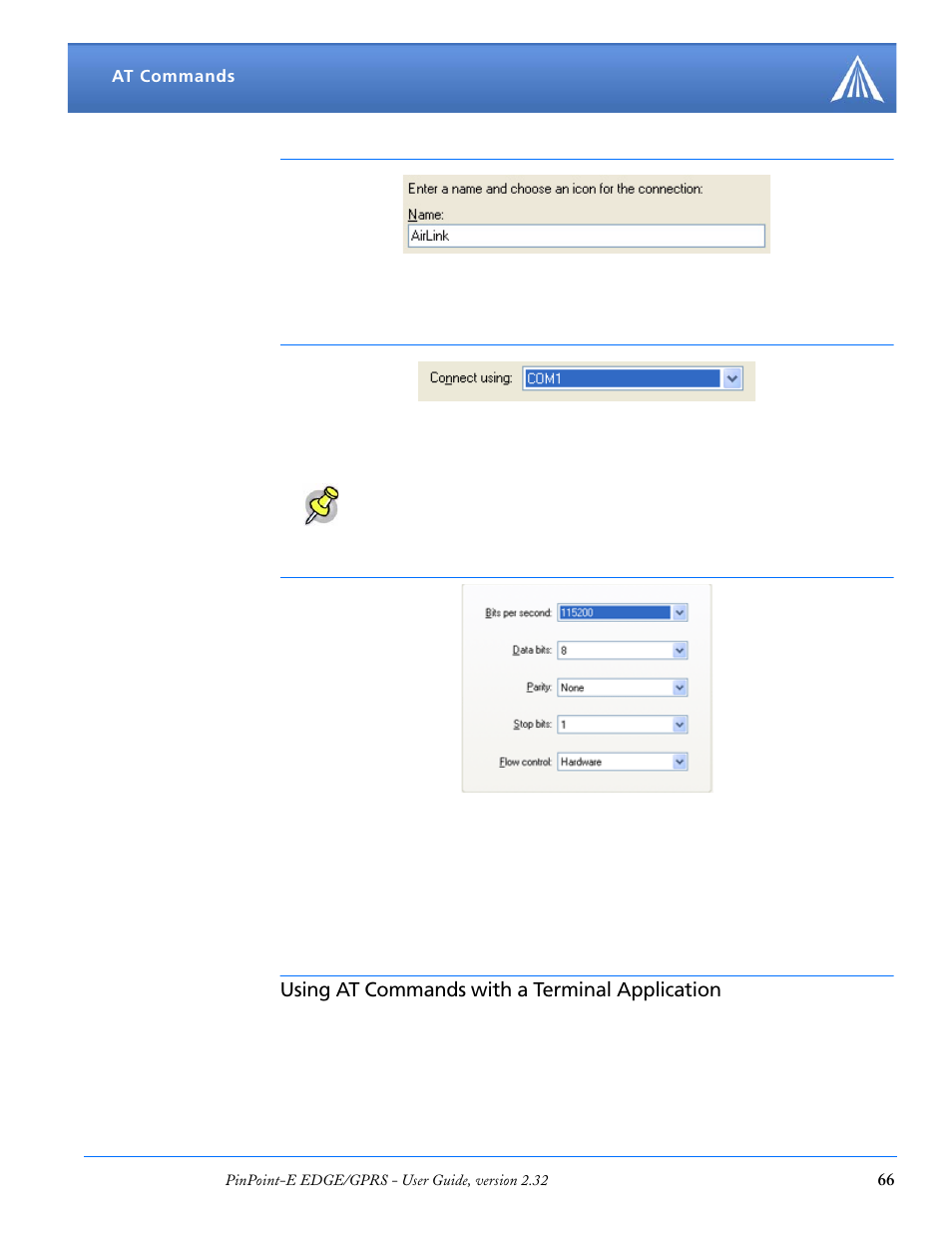 Using at commands with a terminal application | Airlink EDGE/GPRS User Manual | Page 72 / 157