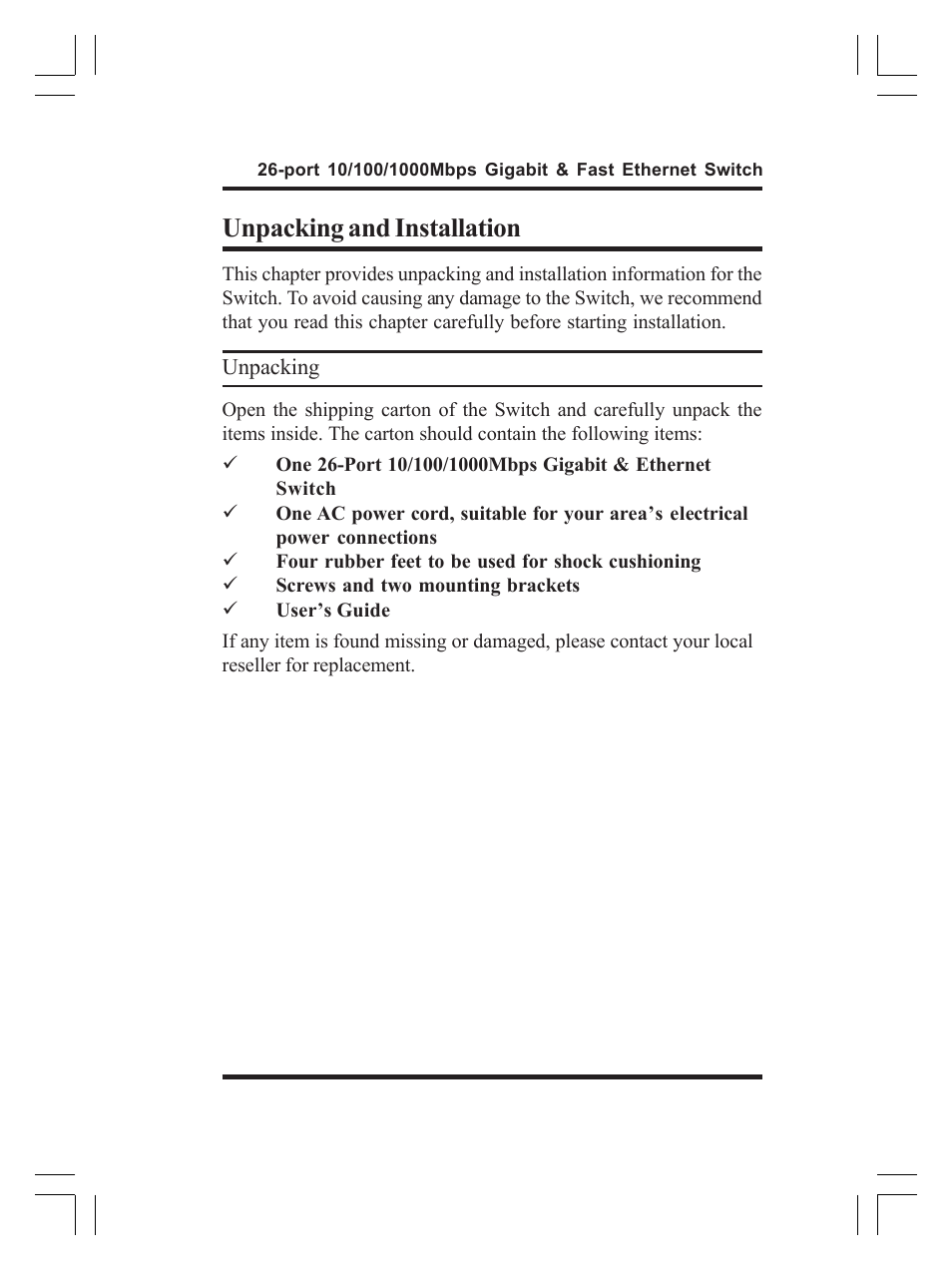 Unpacking and installation | Airlink ASW-2402 User Manual | Page 11 / 20