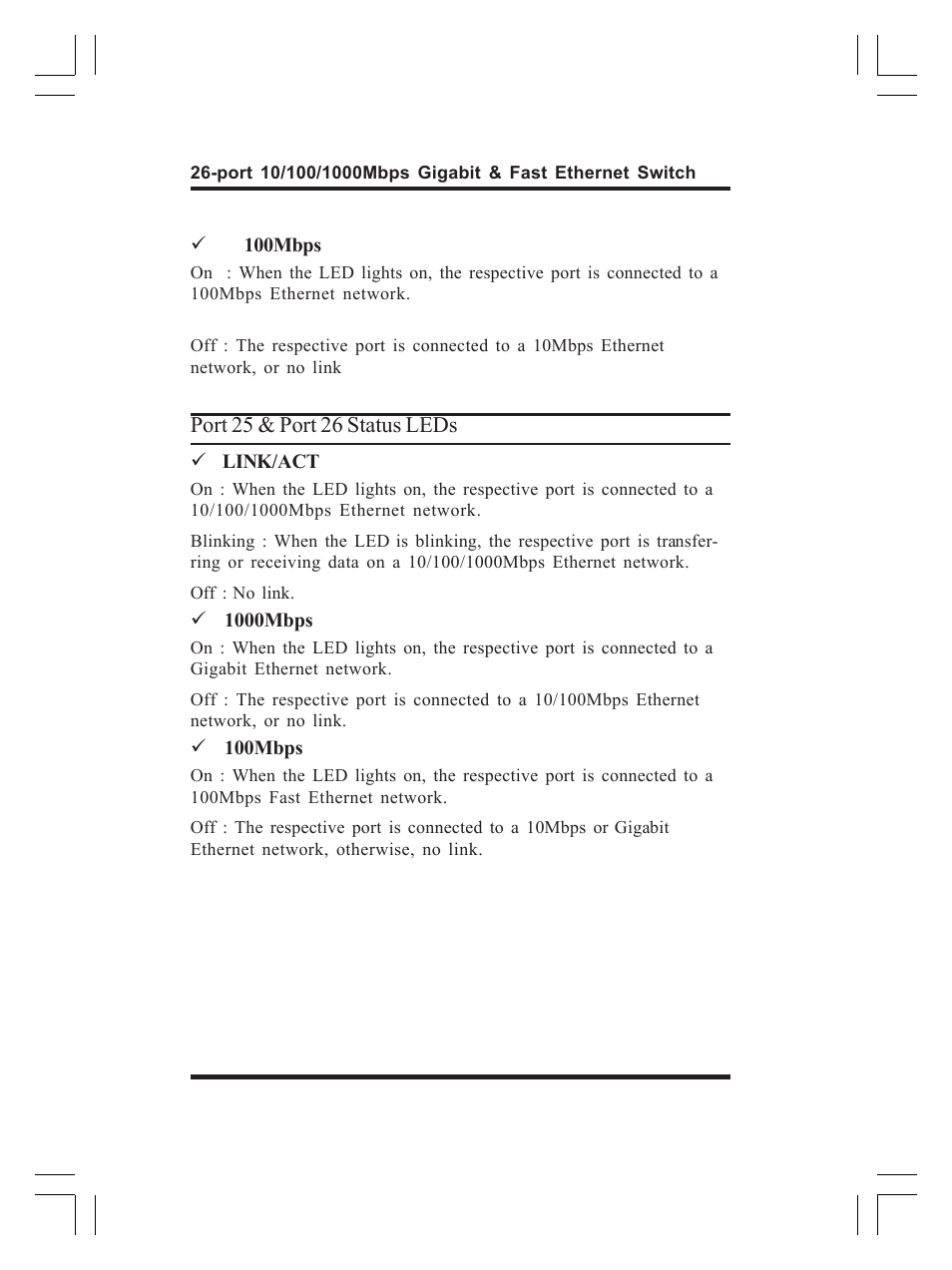 Port 25 & port 26 status leds | Airlink ASW-2402 User Manual | Page 18 / 20