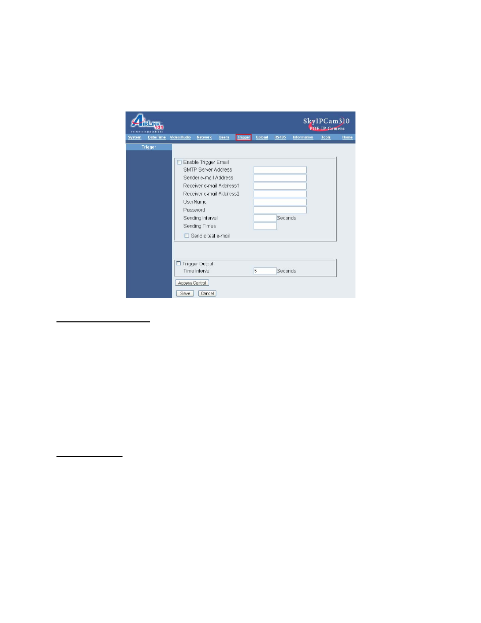 Trigger | Airlink SkyIPCam310 User Manual | Page 28 / 63