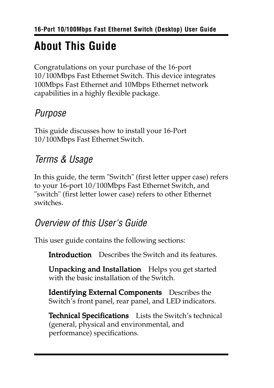 About this guide, Purpose, Terms & usage | Overview of this user's guide | Airlink UG-ASW116-1103 User Manual | Page 4 / 16