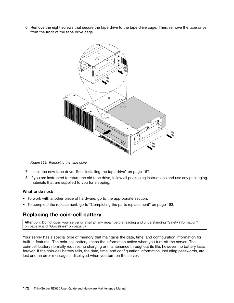 Replacing the coin-cell battery | Lenovo ThinkServer RD650 User Manual | Page 186 / 226