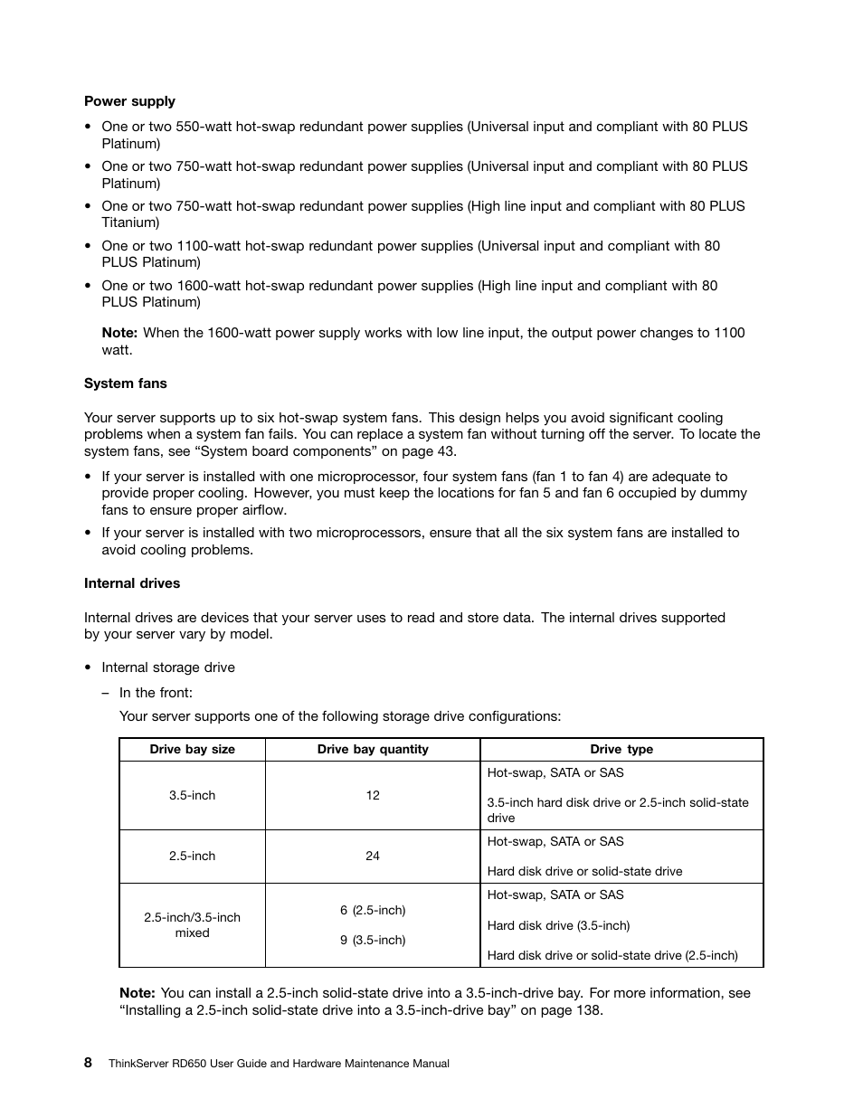 Lenovo ThinkServer RD650 User Manual | Page 22 / 226