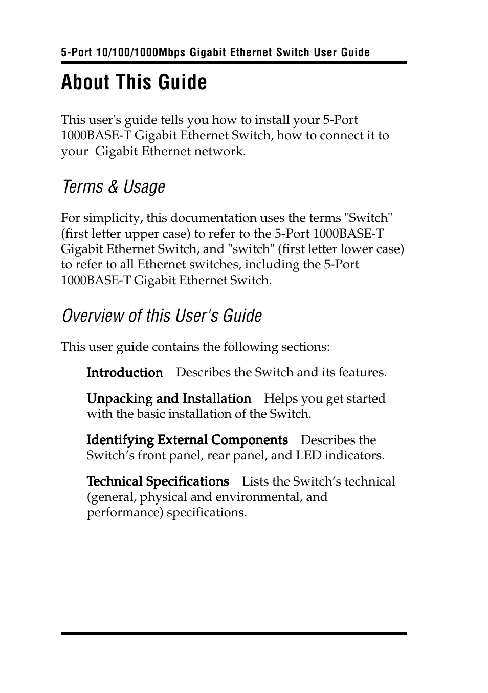 About this guide, Terms & usage, Overview of this user's guide | Airlink UG-AGIGA5SW-1105 User Manual | Page 4 / 16