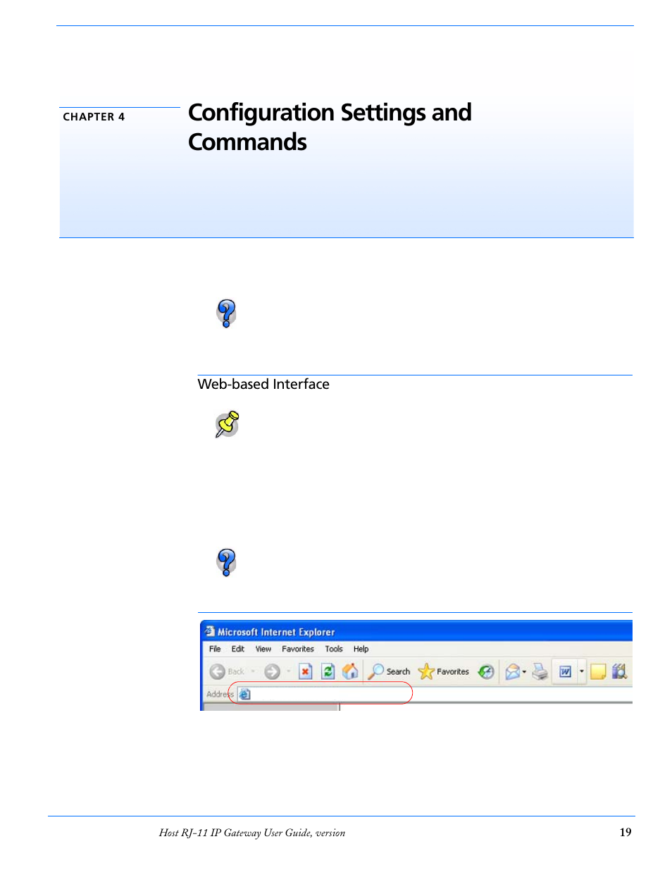 Chapter 4 configuration settings and commands, Web-based interface, Configuration settings and commands | Airlink RJ-11 User Manual | Page 20 / 49