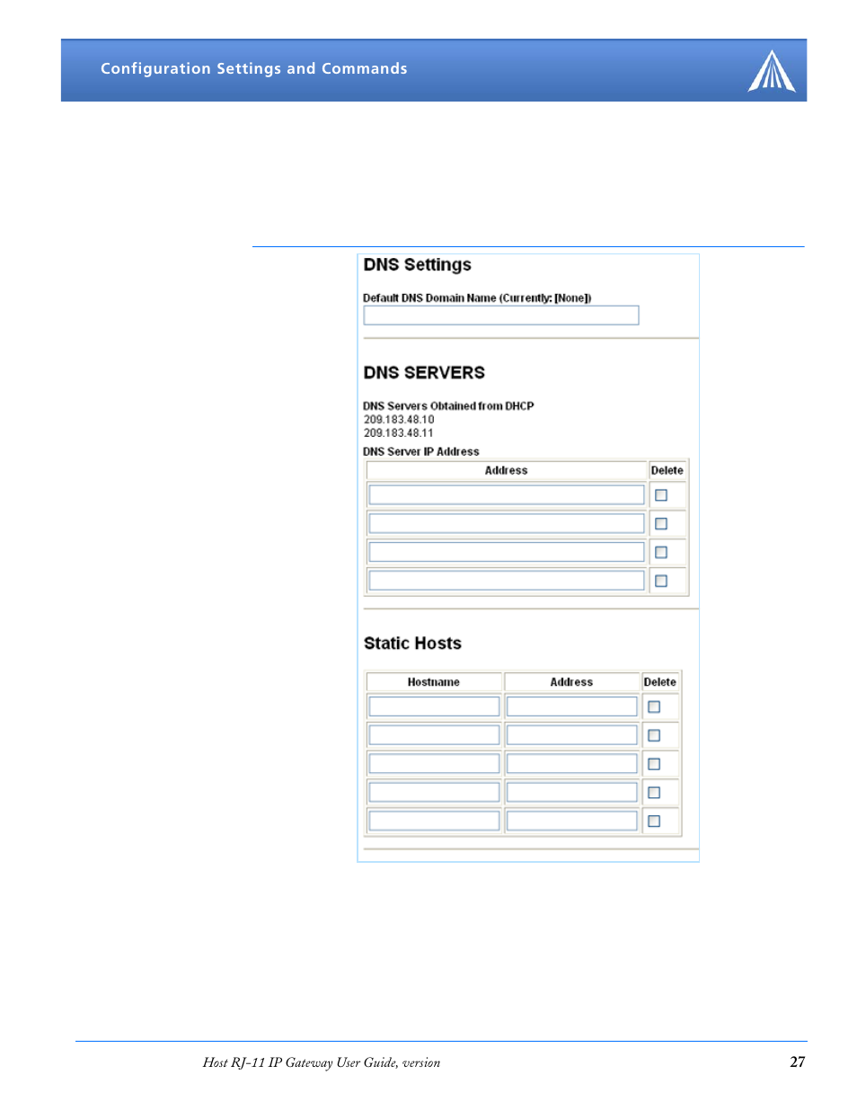 Dns settings | Airlink RJ-11 User Manual | Page 28 / 49