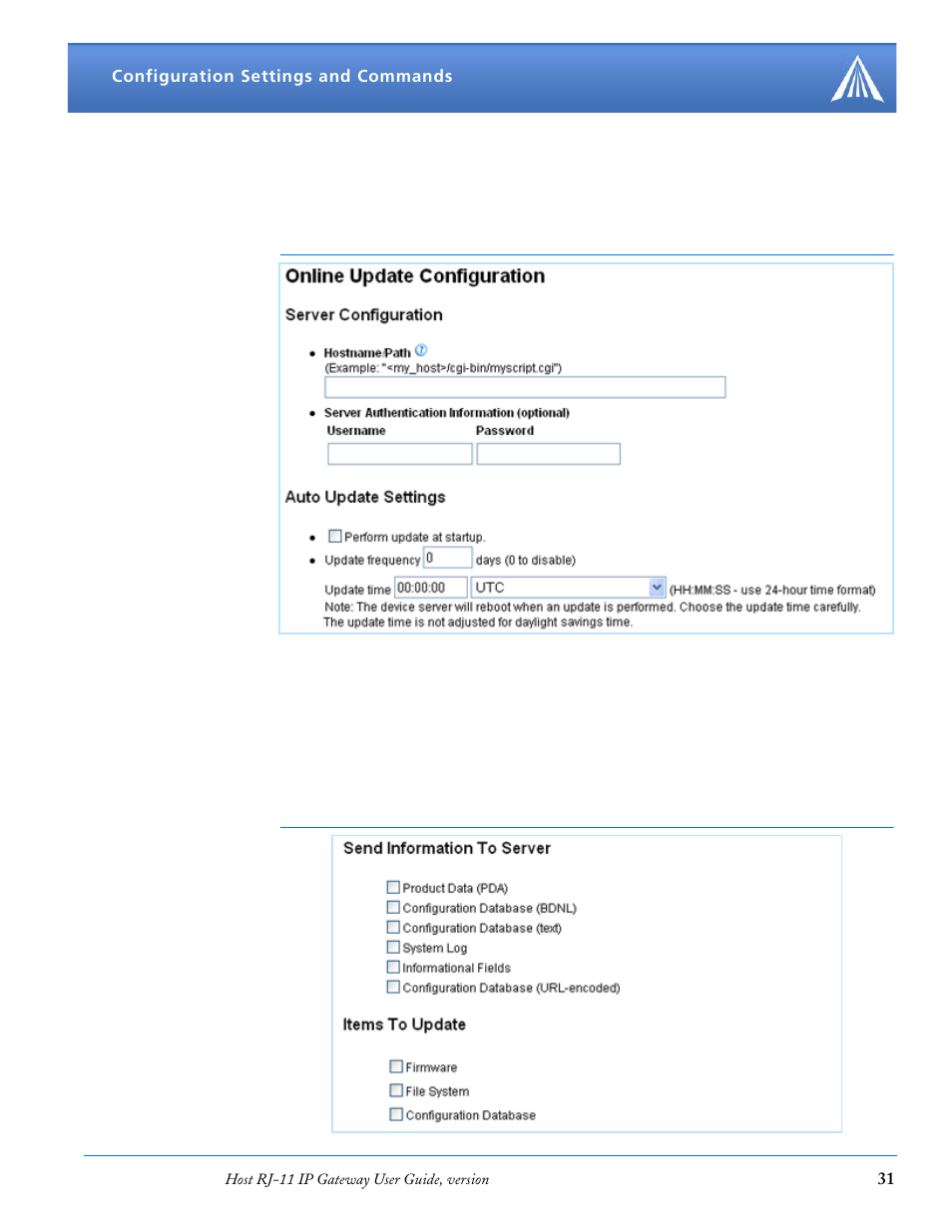 Online update, Online update 31 | Airlink RJ-11 User Manual | Page 32 / 49