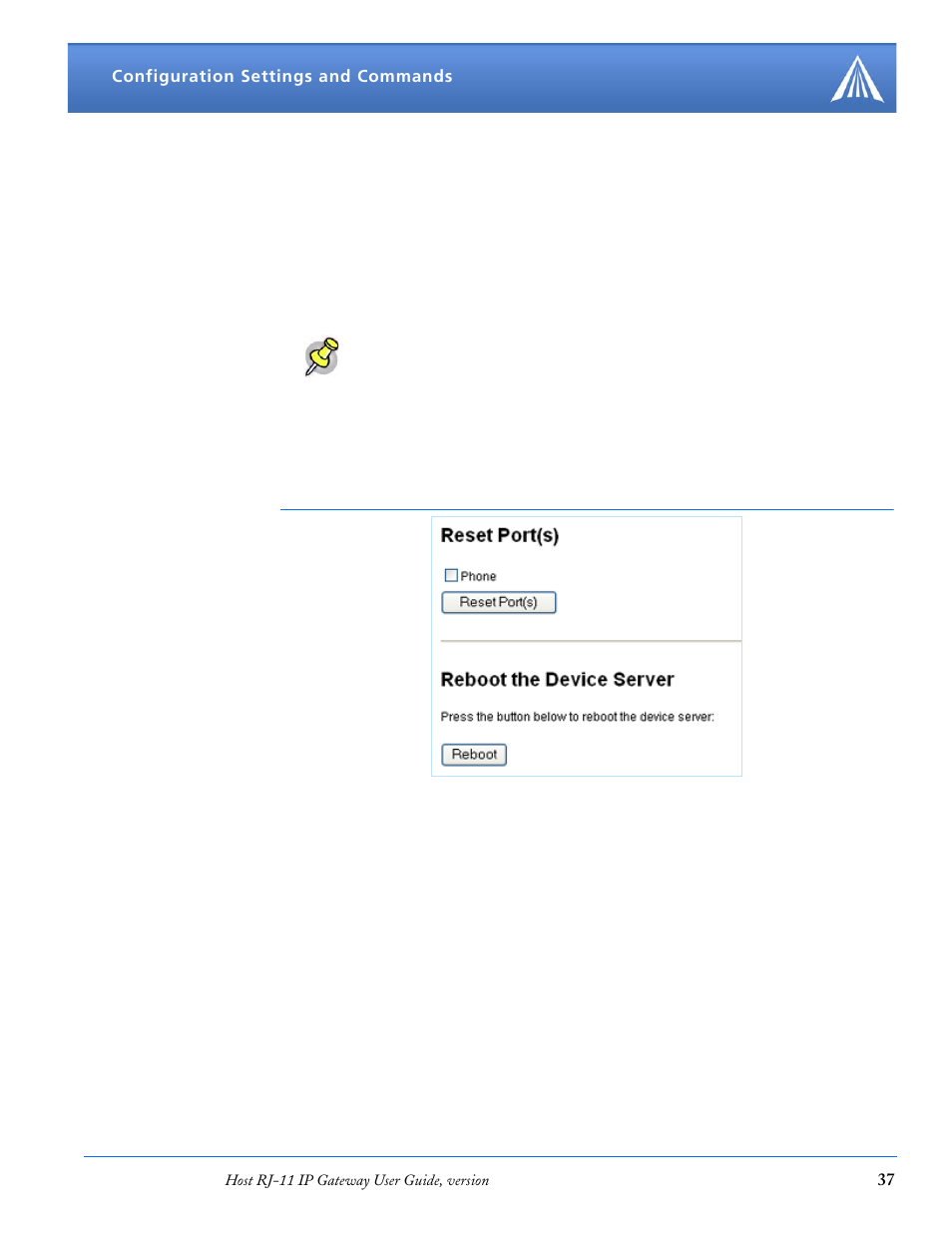 Reset/reboot, Reset/reboot 37 | Airlink RJ-11 User Manual | Page 38 / 49