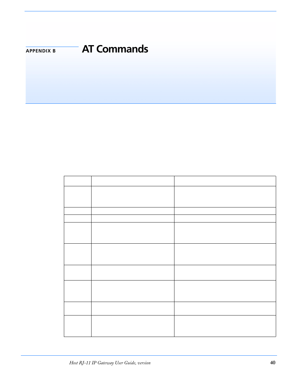 Appendix b at commands, At commands 40, At commands | Airlink RJ-11 User Manual | Page 41 / 49