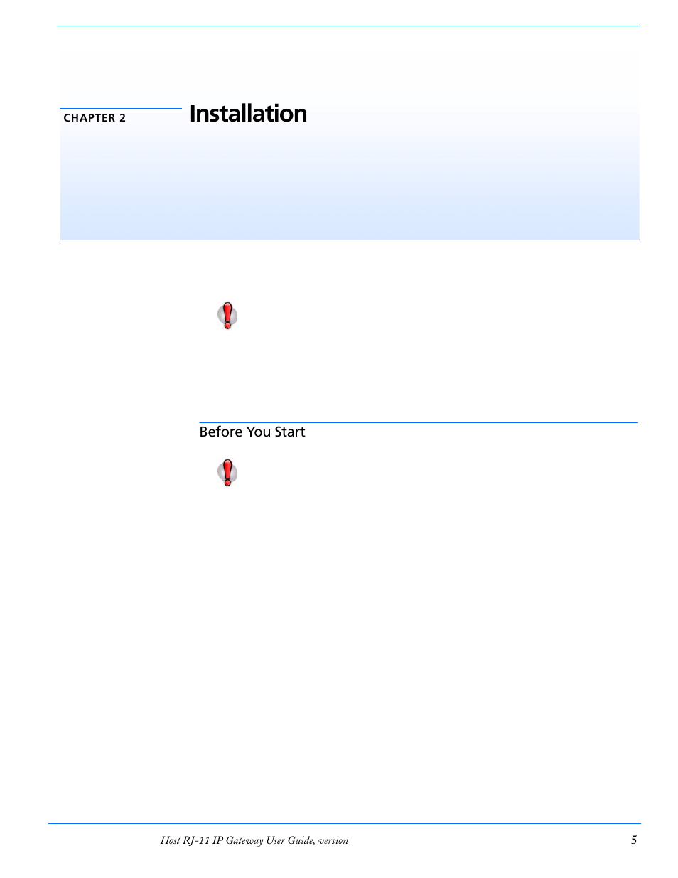 Chapter 2 installation, Before you start, Software required | Hardware required, Installation, Before you start 5, Hardware required 5 | Airlink RJ-11 User Manual | Page 6 / 49