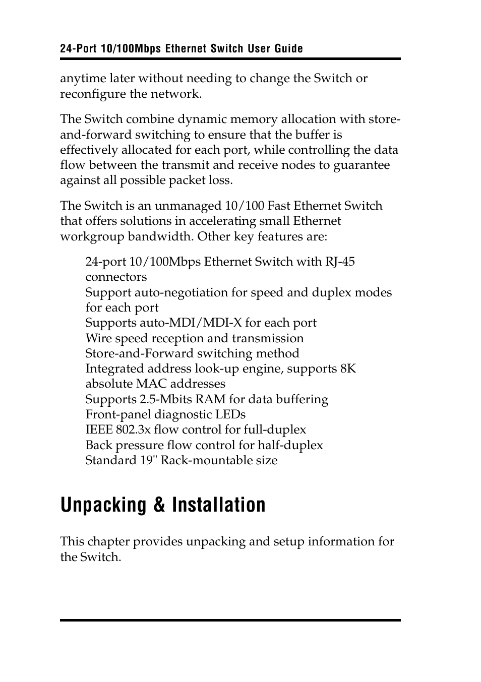 Unpacking & installation | Airlink UG-ASW224-1103 User Manual | Page 10 / 20