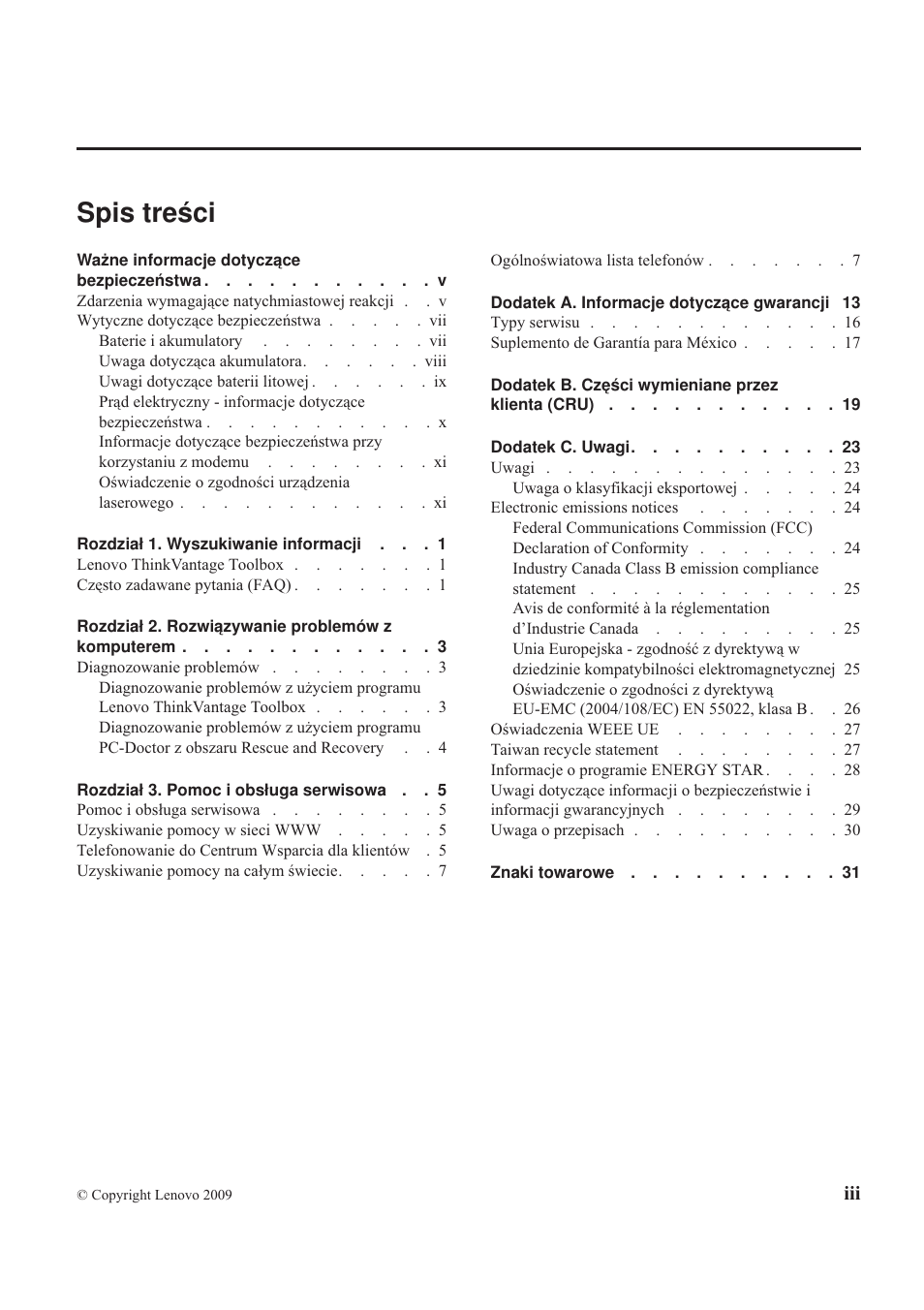 Lenovo ThinkPad T410s User Manual | Page 3 / 48