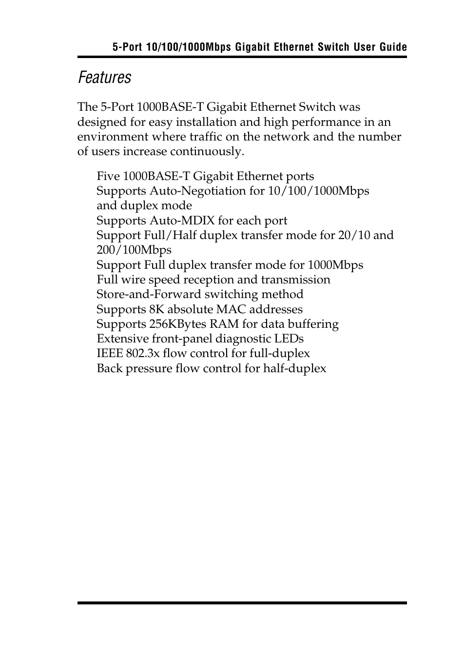 Features | Airlink 5-Port User Manual | Page 7 / 16