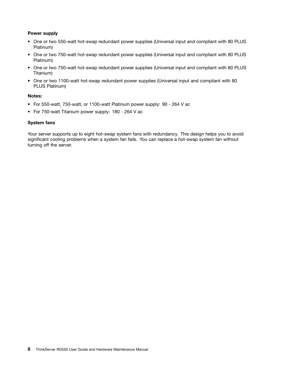 Lenovo ThinkServer RD550 User Manual | Page 22 / 184