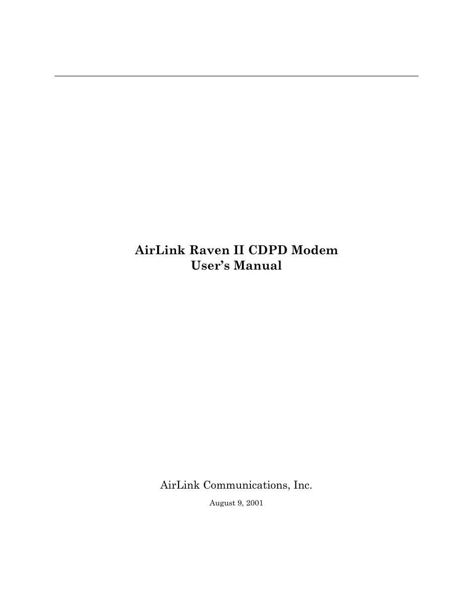 Airlink Raven II User Manual | 32 pages